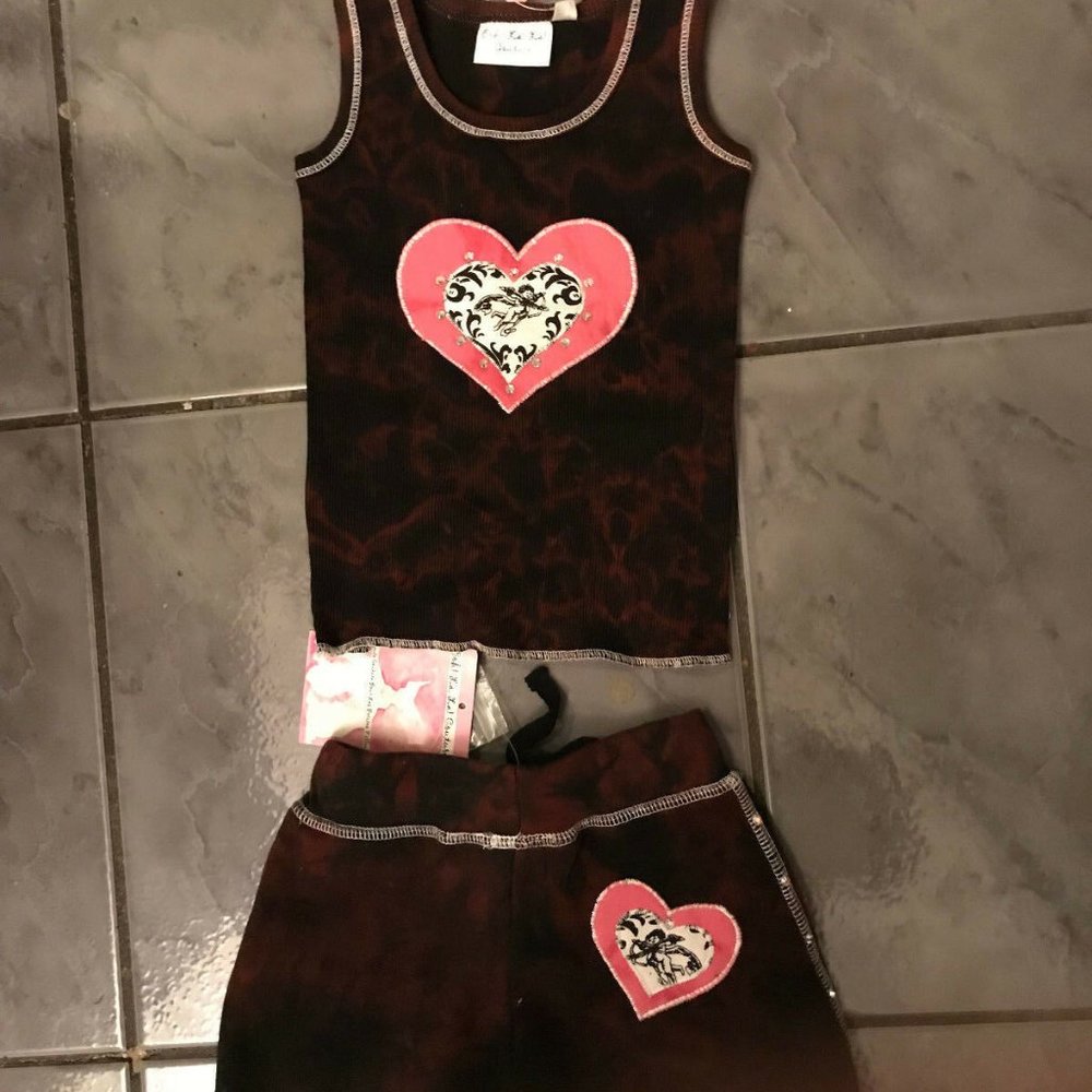 OOH LA LA COUTURE SHORT SET  PINK HEART RHINESTONE